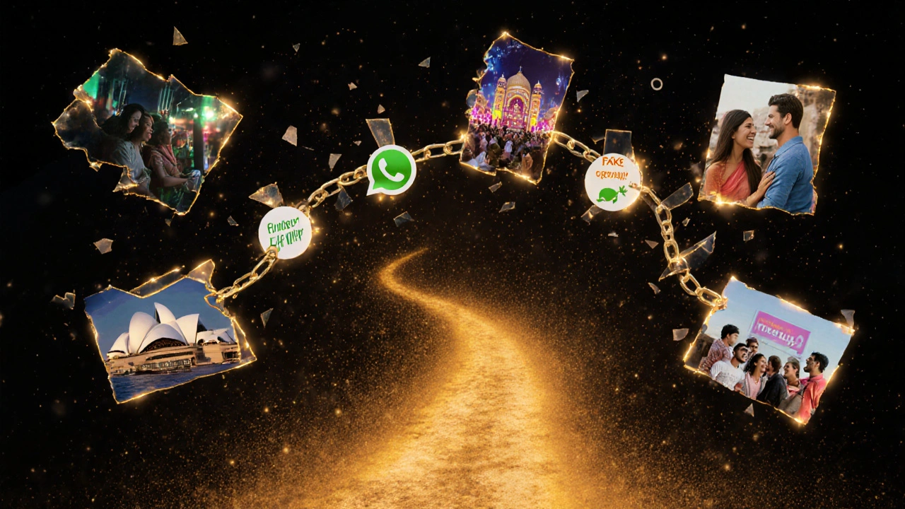 Shattered fake escort ads transforming into images of real social gatherings in Dubai