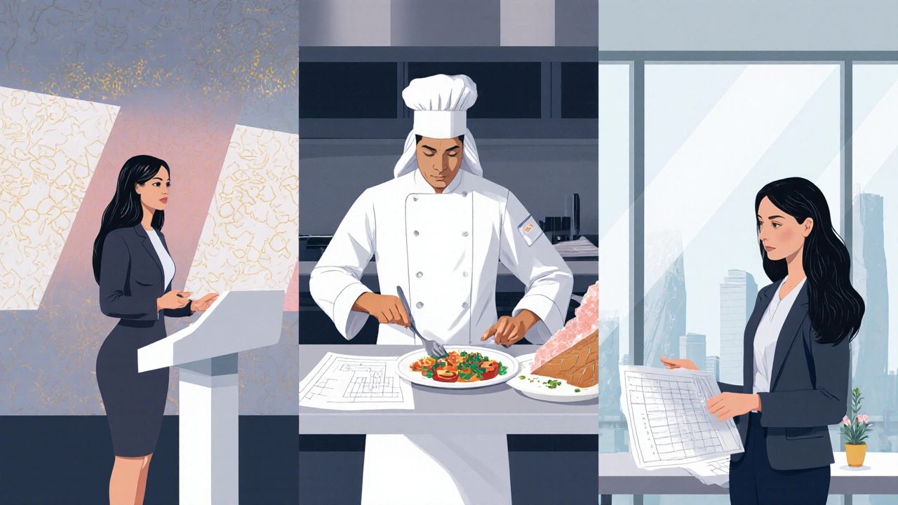 Women in professional roles across Dubai—engineer, chef, and presenter—working in bright, modern environments.